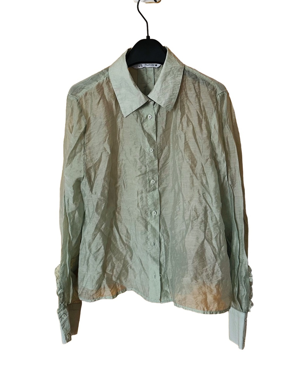 Zara Light Sage Green Button-Down Shirt